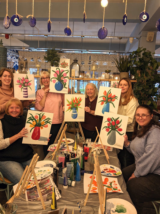 EXPRESSIVE VASE OF TULIPS - Painting Workshop at The Catcher in the Rye Pub, Finchley, London -  20th MAY 2024, 7.30pm