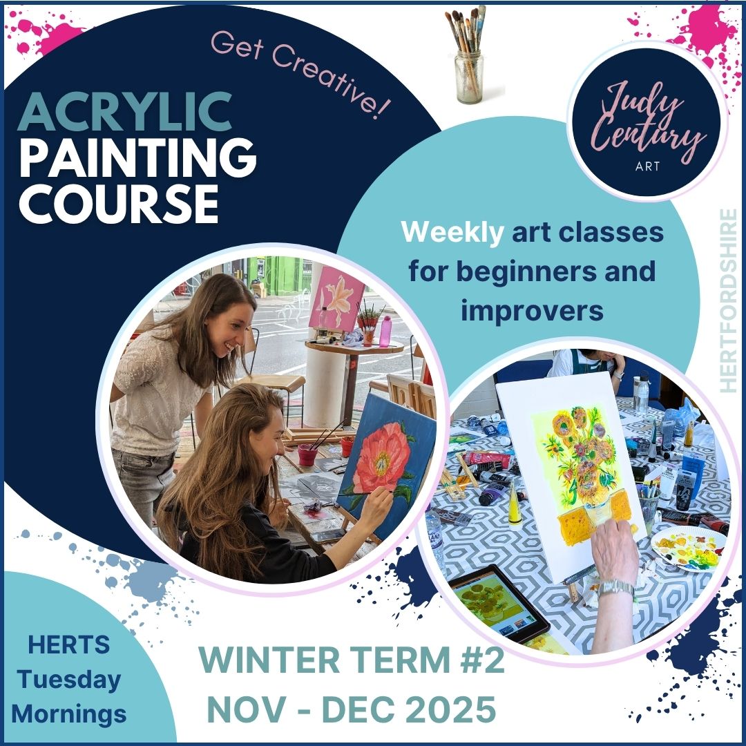 Weekly Acrylic Painting Classes, Hertfordshire - TUESDAY Morning Course - 7 week WINTER TERM #2 (Nov - Dec 25) - Datchworth Parish Church Hall, Hertfordshire