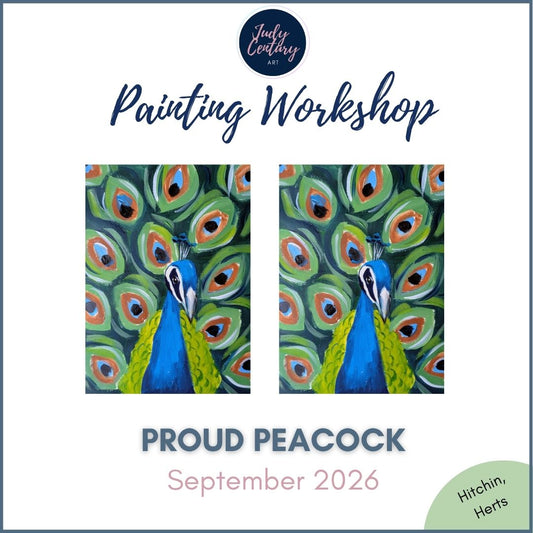 PROUD PEACOCK - Painting Workshop at The Glasshouse, Hitchin, Hertfordshire - Wednesday 30th SEPTEMBER 2026, 7.30pm