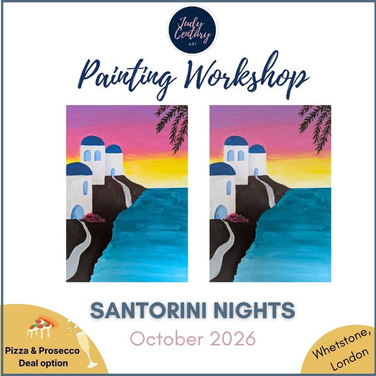 SANTORINI NIGHTS - Sip & Paint Workshop at The Griffin, Whetstone, London - Thursday 22nd OCTOBER 2026, 7.30pm