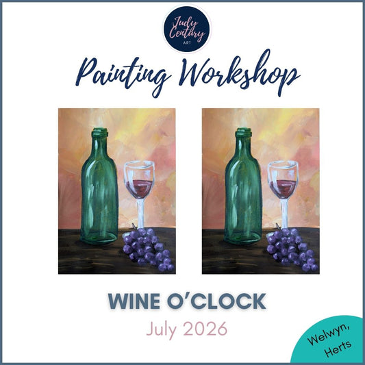 WINE O'CLOCK - Painting Workshop at Megan's Restaurant, Welwyn Garden City, Hertfordshire - Thursday 16th JULY 2026, 7.30pm