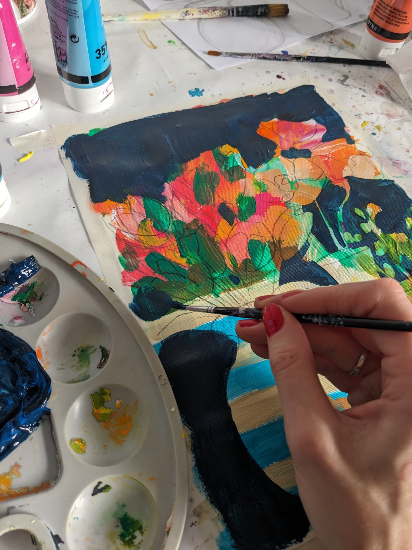 PAINTING WITH PATTERN - Painting Workshop at The Catcher in The Rye Pub, Finchley, London - 7th November 2023
