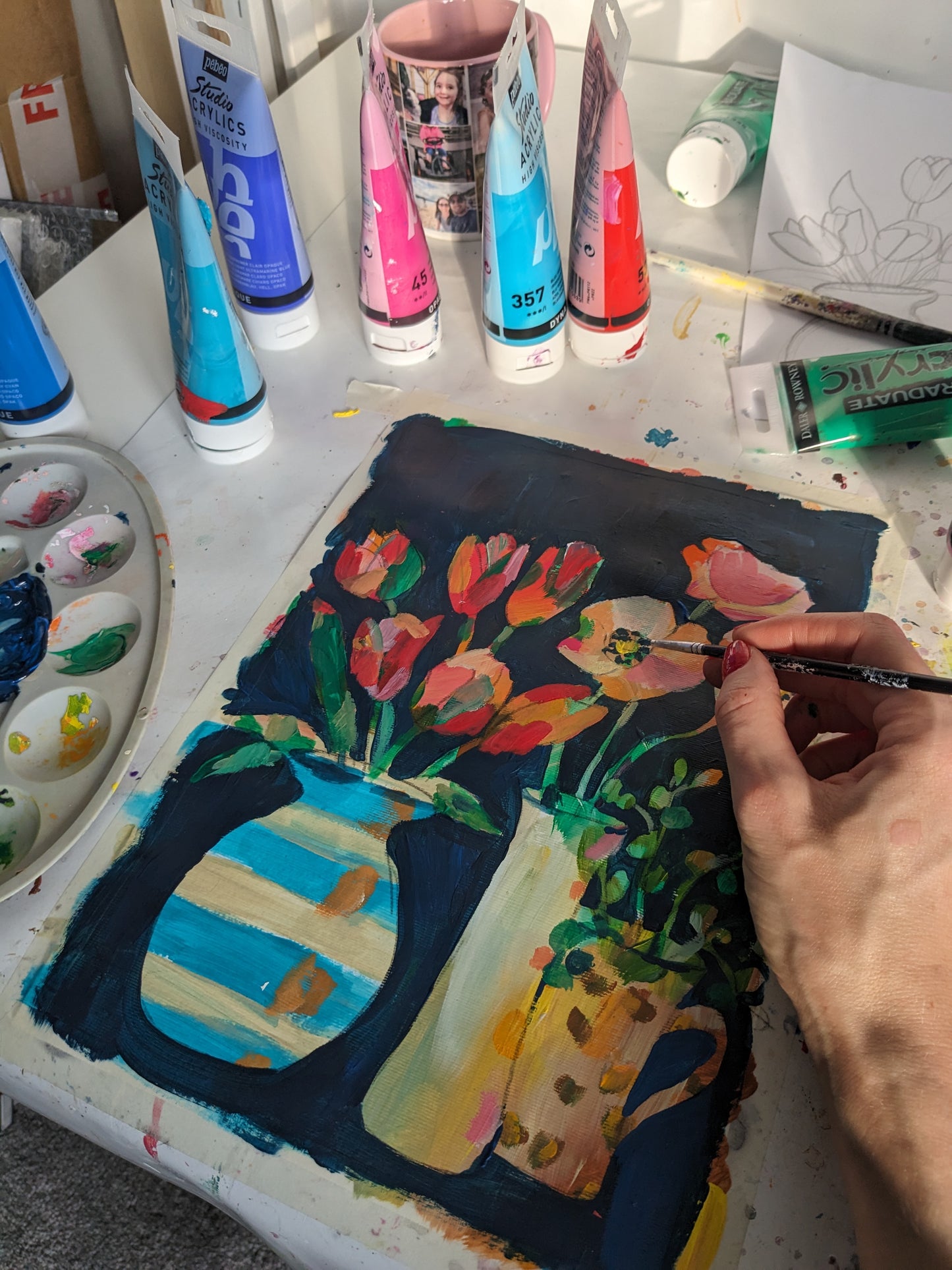 PAINTING WITH PATTERN - Painting Workshop at The Catcher in The Rye Pub, Finchley, London - 7th November 2023