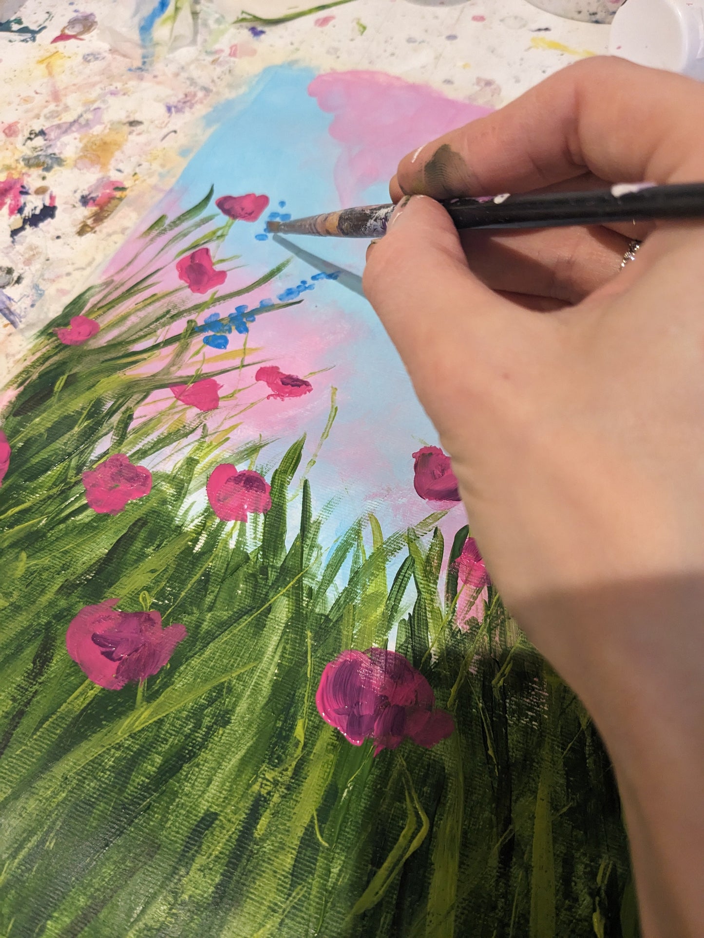 WILDFLOWER MEADOW - Painting Workshop at The Catcher in The Rye Pub, Finchley, London - 3rd OCTOBER 2023