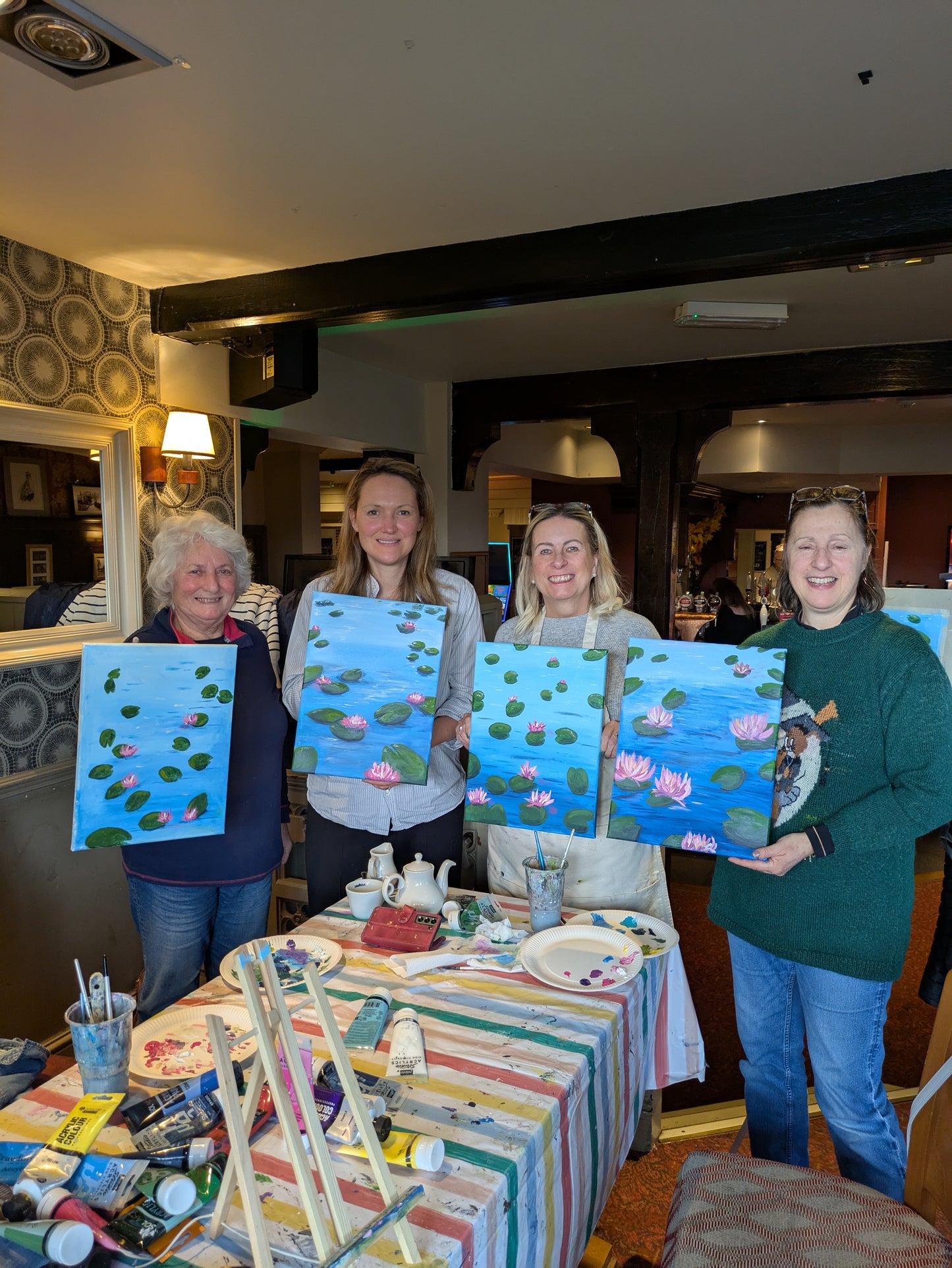 LILY PAD POND - Painting Workshop at Three Hammers Pub, Mill Hill, London - Tuesday 3rd MARCH 2026, 7.30pm
