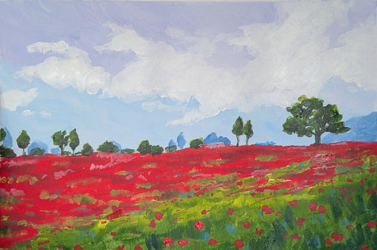 POPPY FIELD - Painting Workshop at Megan's Restaurant, Welwyn, Hertfordshire - Wednesday 4th MARCH 2026, 10am