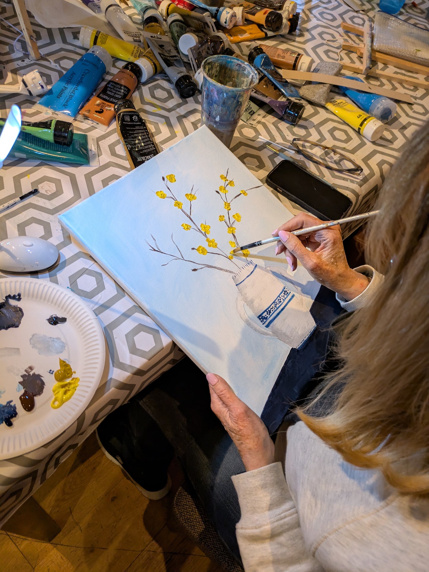 YELLOW SAKURA - Painting Workshop at Megan's Restaurant, Welwyn - Tuesday 1st OCTOBER 2025, 10am