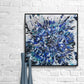 Abstract Floral Cornflower Painting in Blue and Black by Judy Century