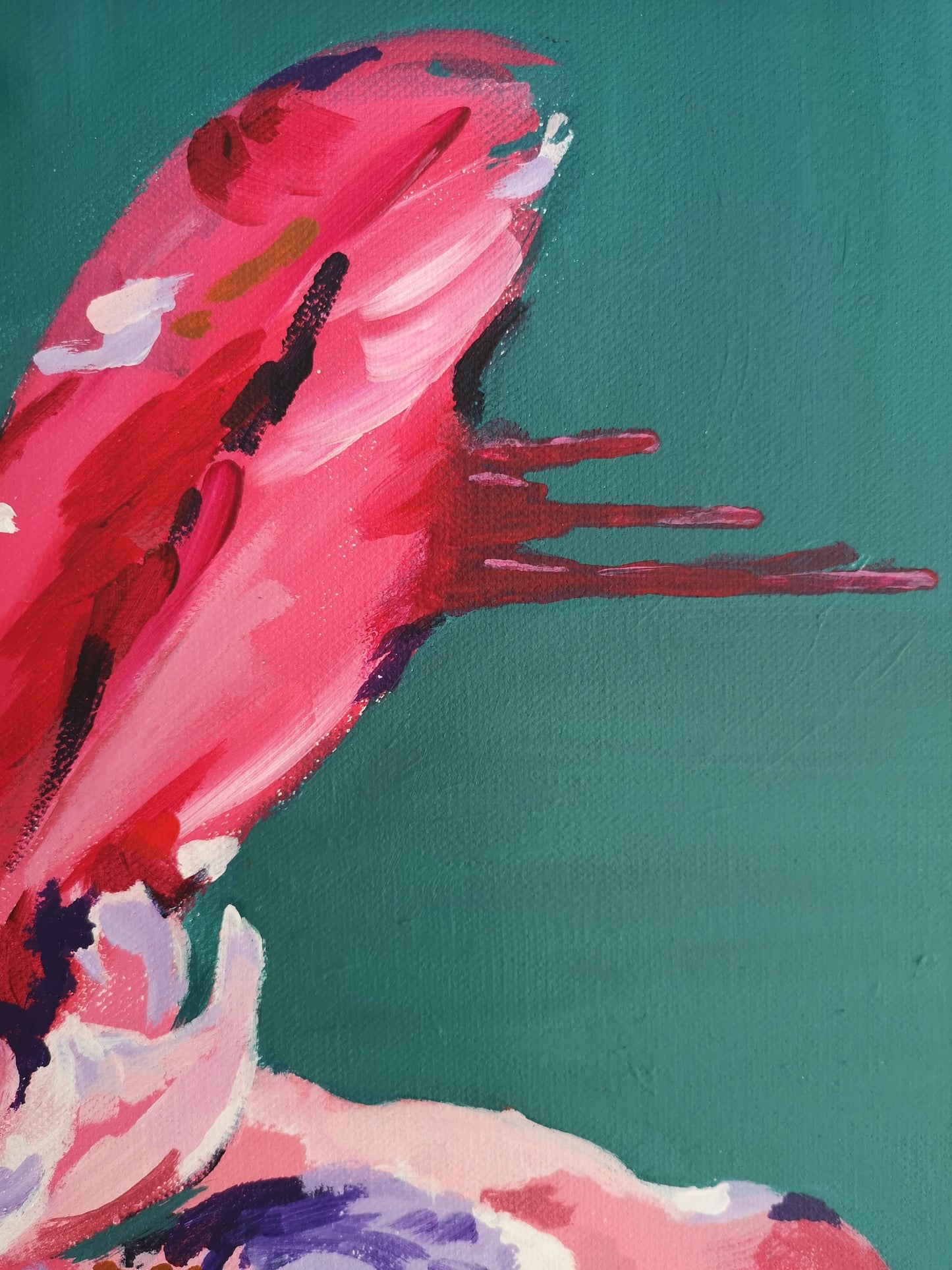 Details of drip markings from Abstract Iris Flower painting by Judy Century Art