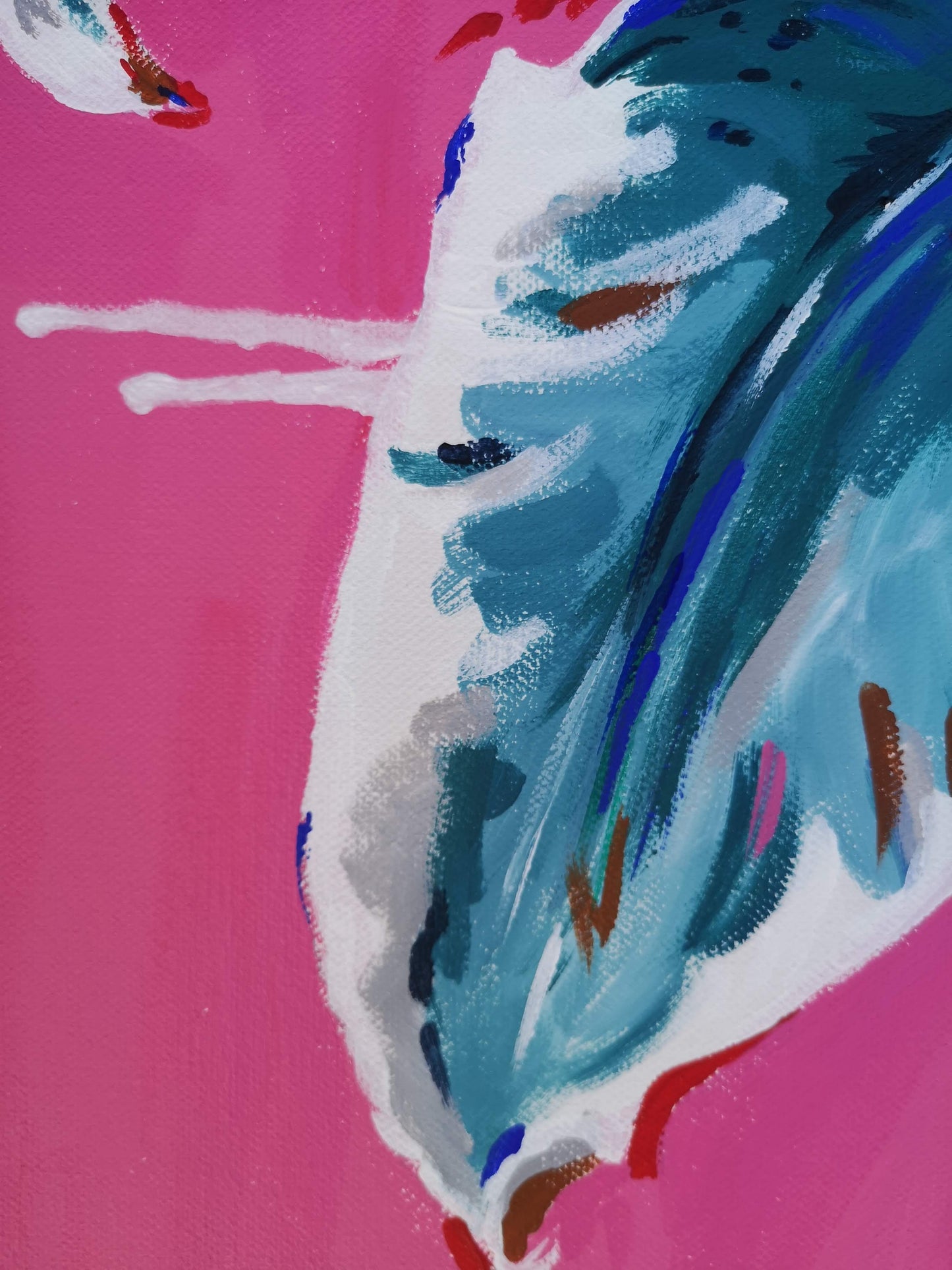 Detail of Modern colourful Lily Painting by Judy Century Art