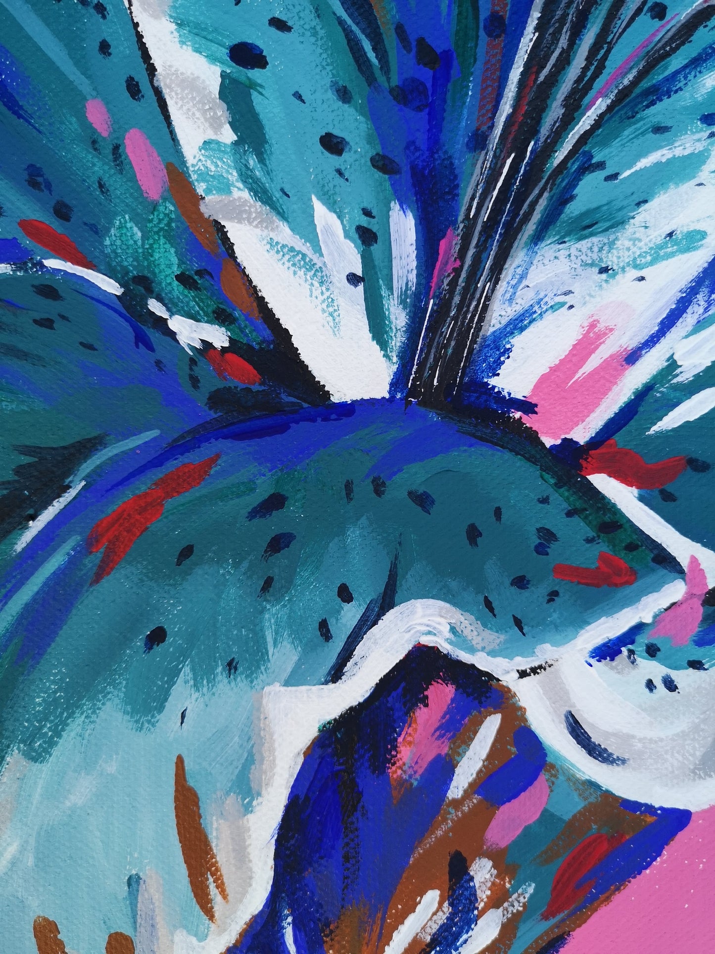 Detail of Modern colourful Lily Painting by Judy Century Art