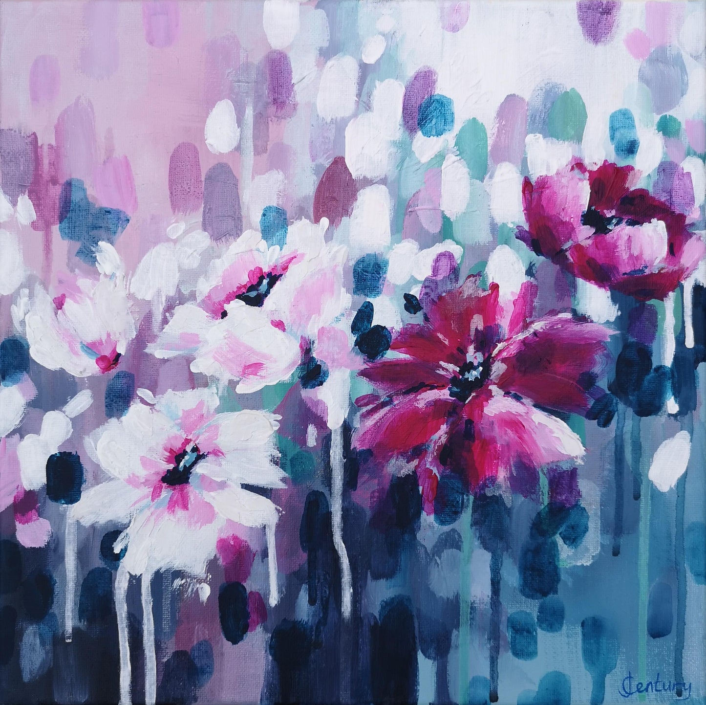 Floral abstract small canvas wall art original painting