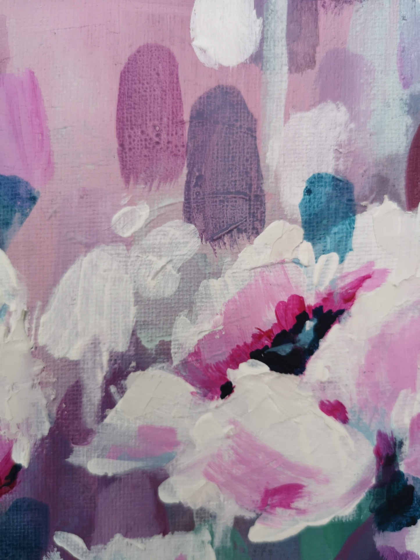 White floral details from abstract flower painting