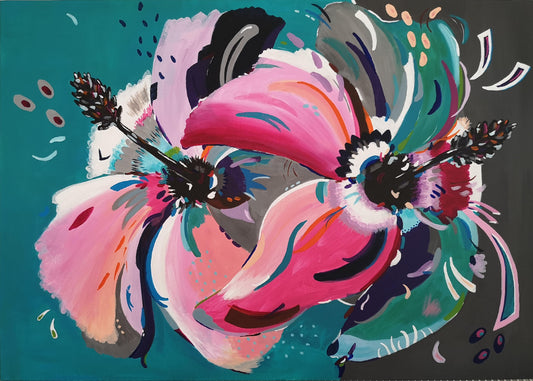 Colour-Block Abstract Floral Commission