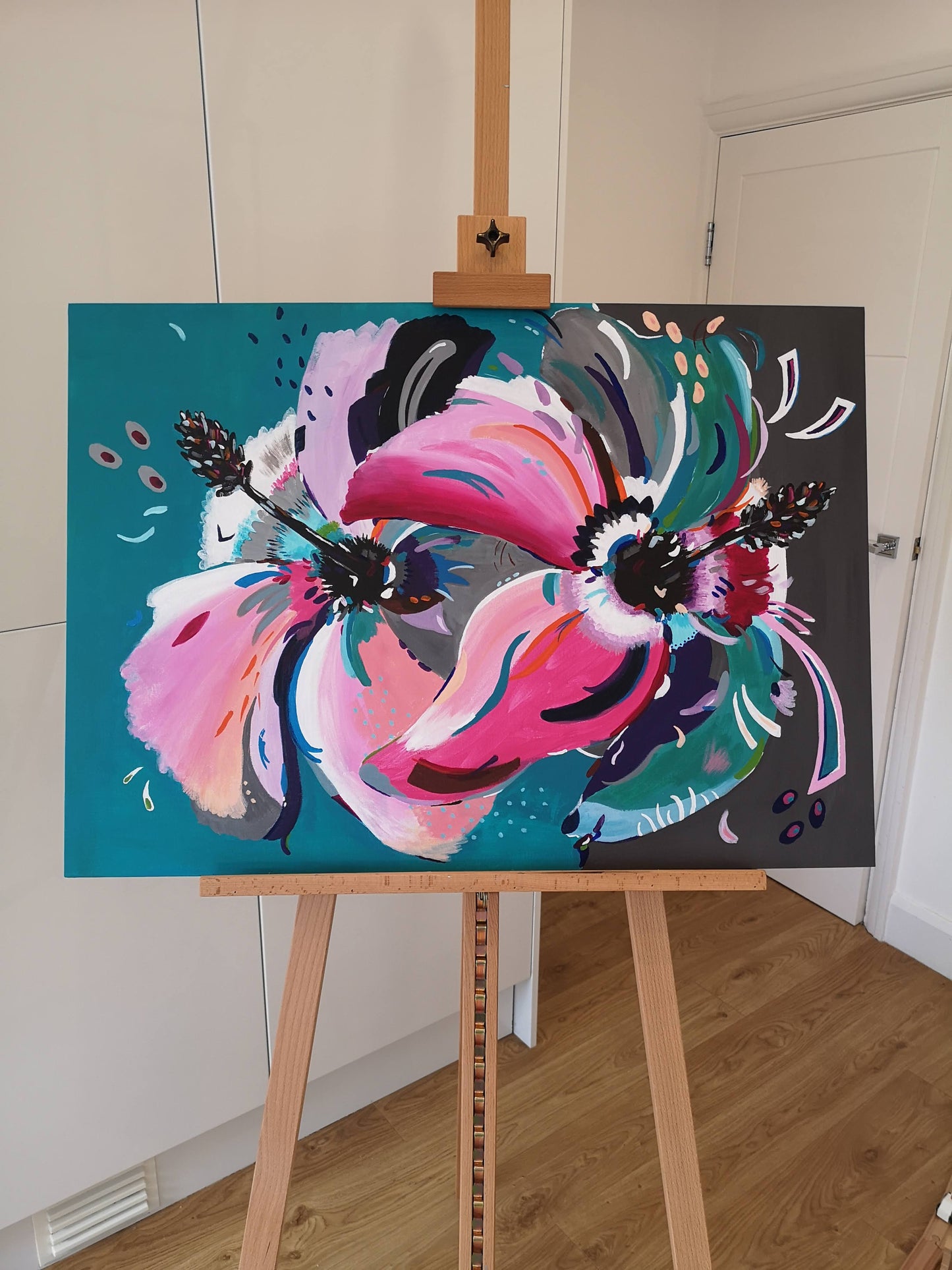 Colour-Block Abstract Floral Commission