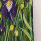Large Acrylic Painting Iris Field Landscape, deep edge, wrapped image, ready to hang, abstract art, purple, green, yellow, white paint, judy century, original canvas painting, 