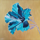 Original modern floral painting gold turquoise canvas wall art by Judy Century hibiscus flower