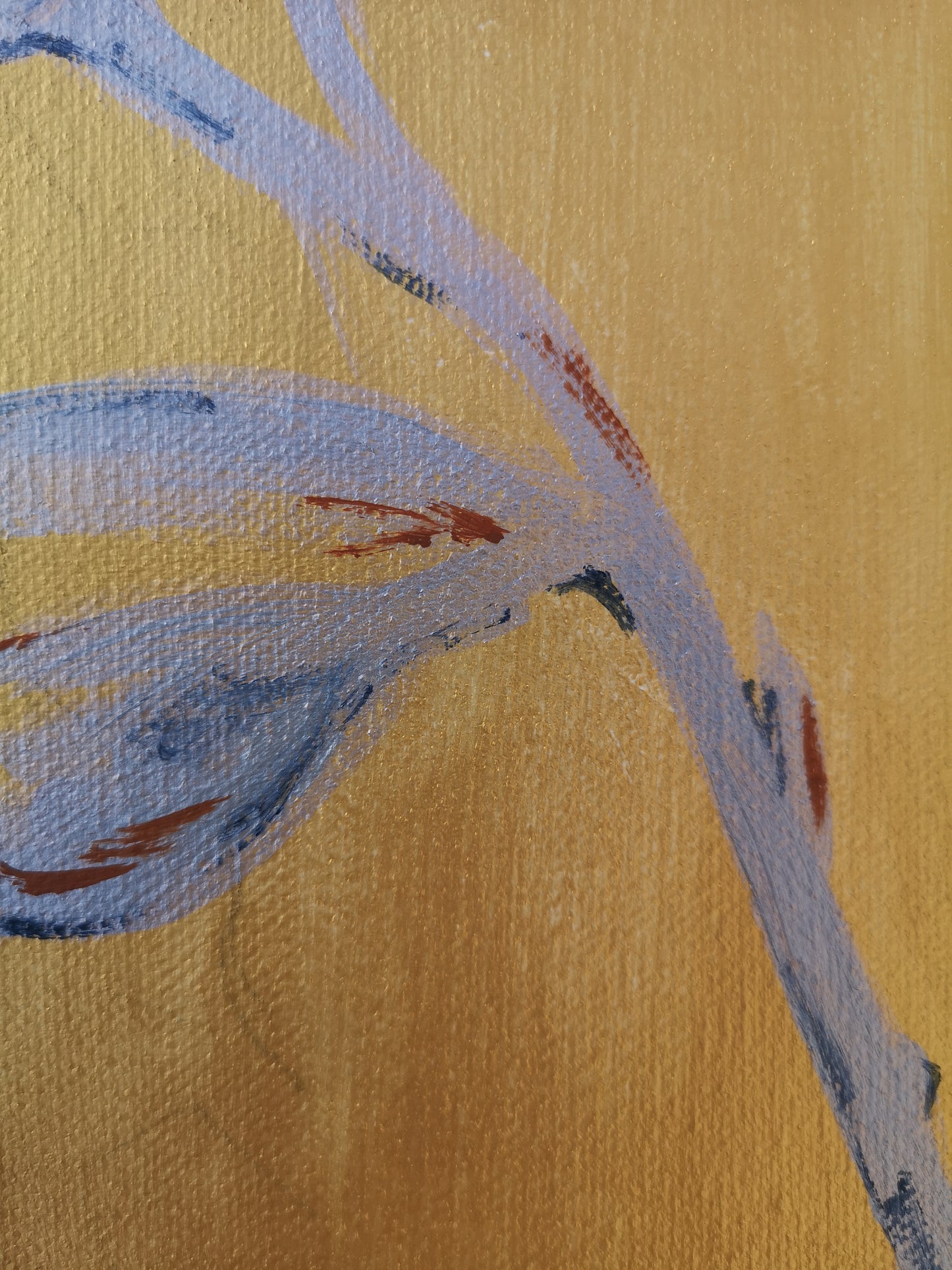 Detail of gold and turquoise flower painting by Judy Century