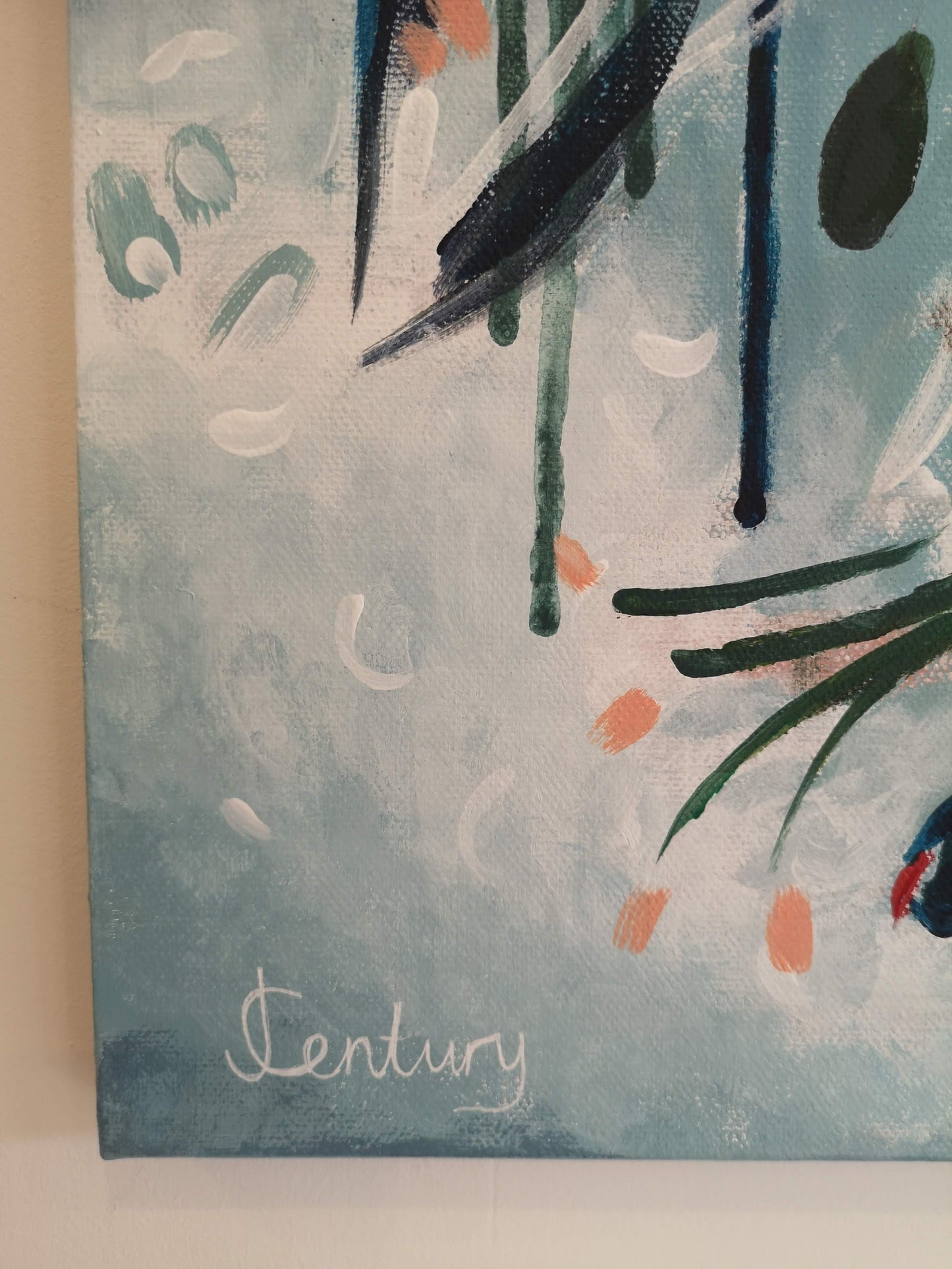 Signature view of Judy Century Art wall art decor painting Paradise Falls acrylic abstract flower painting