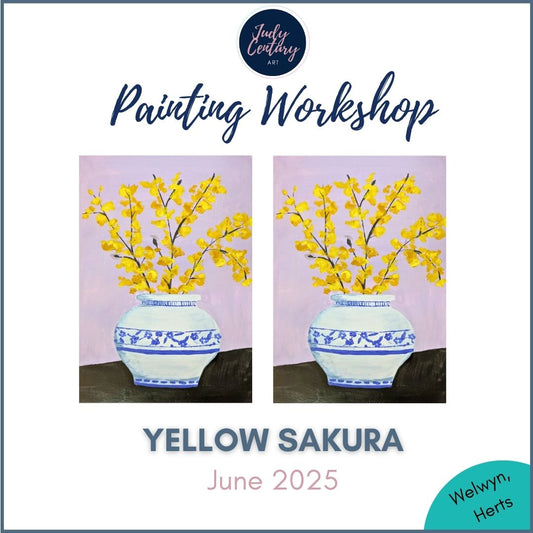 YELLOW SAKURA - Painting Workshop at Megan's Restaurant, Welwyn - Tuesday 24th JUNE 2025, 7.30pm