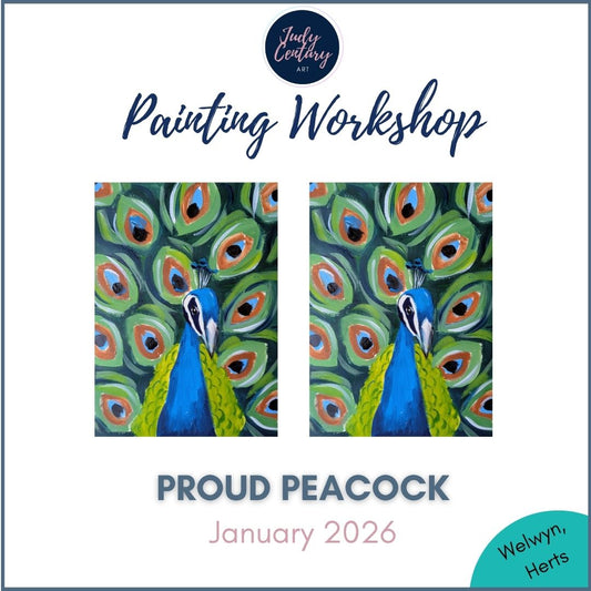 PROUD PEACOCK - Painting Workshop at Megan's Restaurant, Welwyn, Hertfordshire - Tuesday 20th JANUARY 2026, 7.30pm