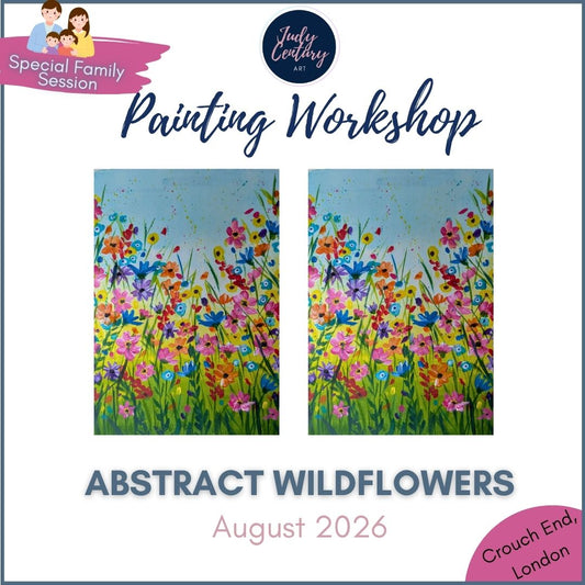 ABSTRACT WILDFLOWERS - FAMILY Painting Workshop at Kids N' Joy Café, Crouch End, London - Wednesday 19th AUGUST 2026, 10am