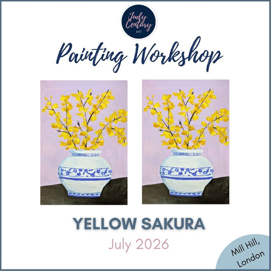 YELLOW SAKURA - Painting Workshop at The Three Hammers, Mill Hill - Wednesday 29th JULY 2026, 7.30pm