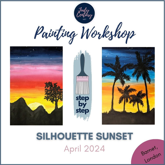SILHOUETTE SUNSET - Painting Workshop at Potters Pantry, Barnet - 2nd April 2024, 10.30am