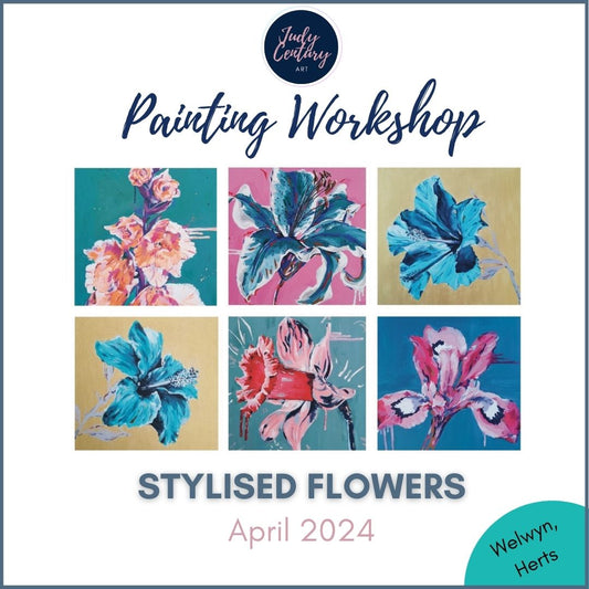 VIBRANT STYLISED FLOWERS - Painting Workshop at Megan's, Welwyn Garden City, Herts - 30th APRIL 2024, 7.30pm