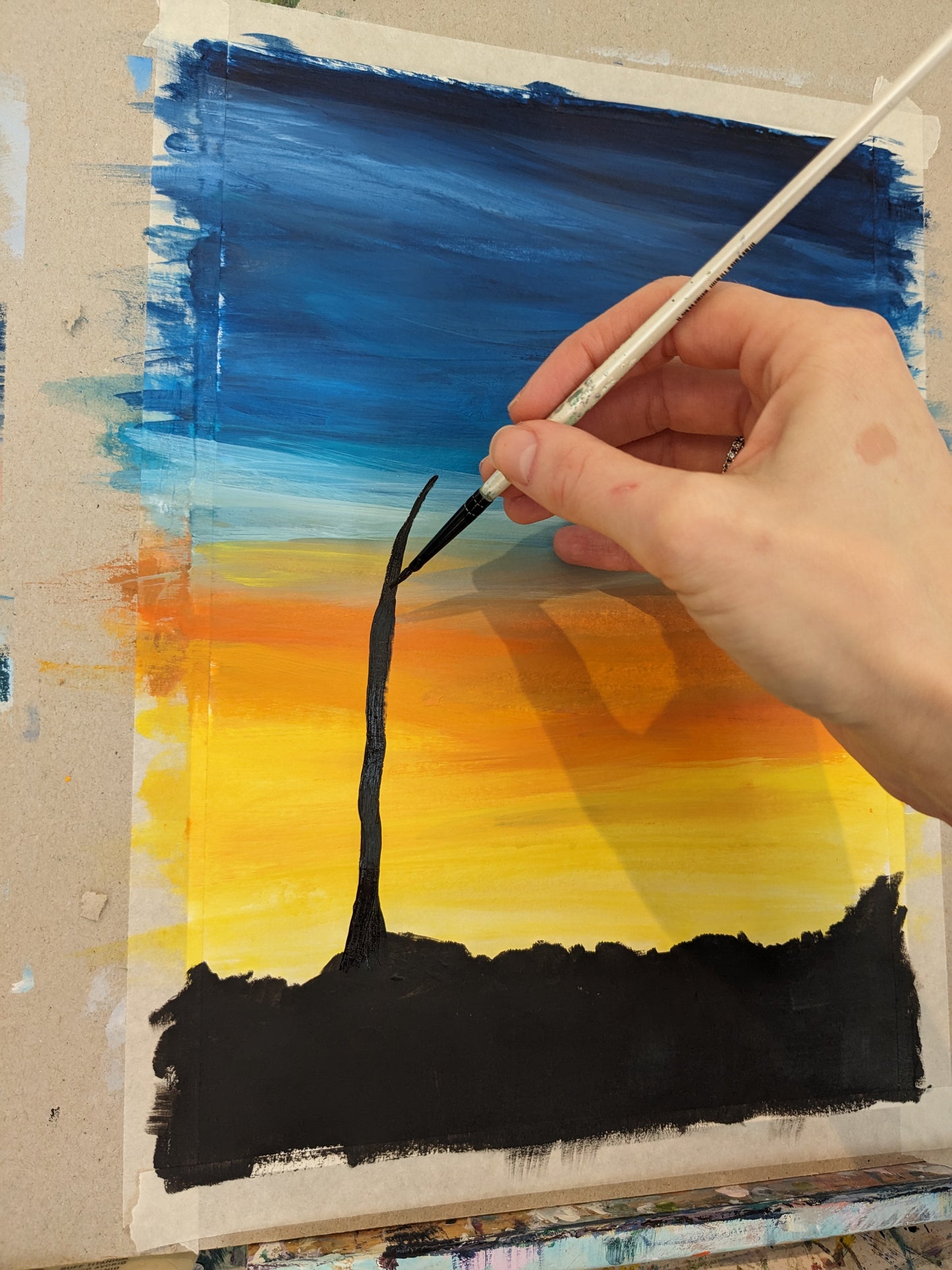 SILHOUETTE SUNSET - Painting Workshop at The Catcher in The Rye Pub, Finchley, London - 27th February 2024, 7.30pm