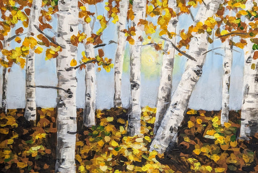 AUTUMN BIRCH TREES - Painting Workshop at Megan's Restaurant, Welwyn - Tuesday 18th JUNE 2024, 10am