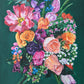 Colourful flower bouquet original painting large canvas by Judy Century