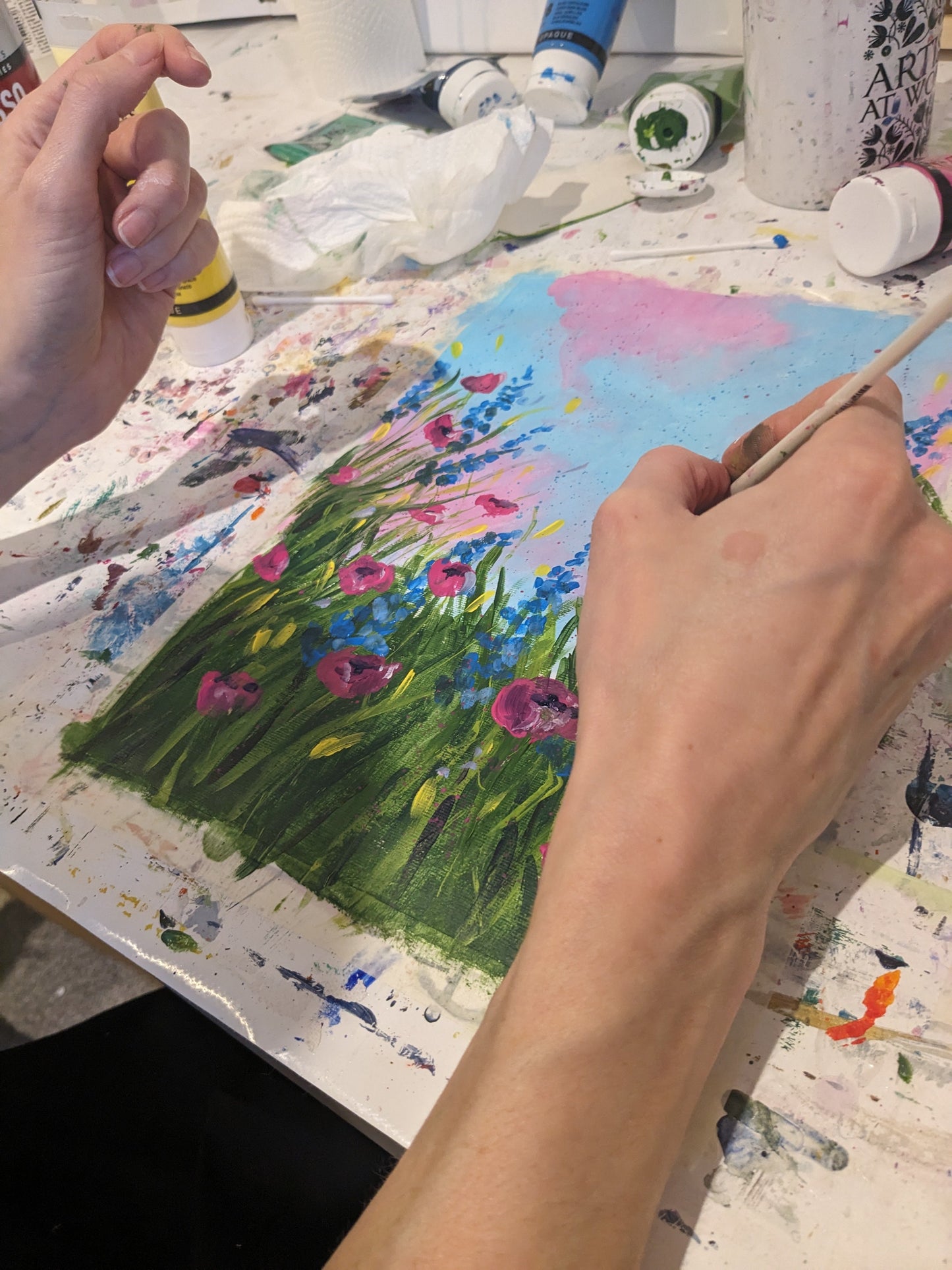 WILDFLOWER MEADOW - Painting Workshop at The Catcher in The Rye Pub, Finchley, London - 28th NOVEMBER 2023