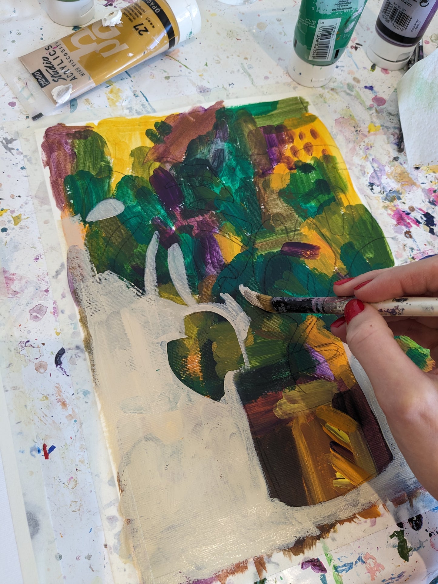 PAINTING WITH PATTERN - Painting workshop at The Howard Centre, Welwyn Garden City, Herts - 18th January 2024