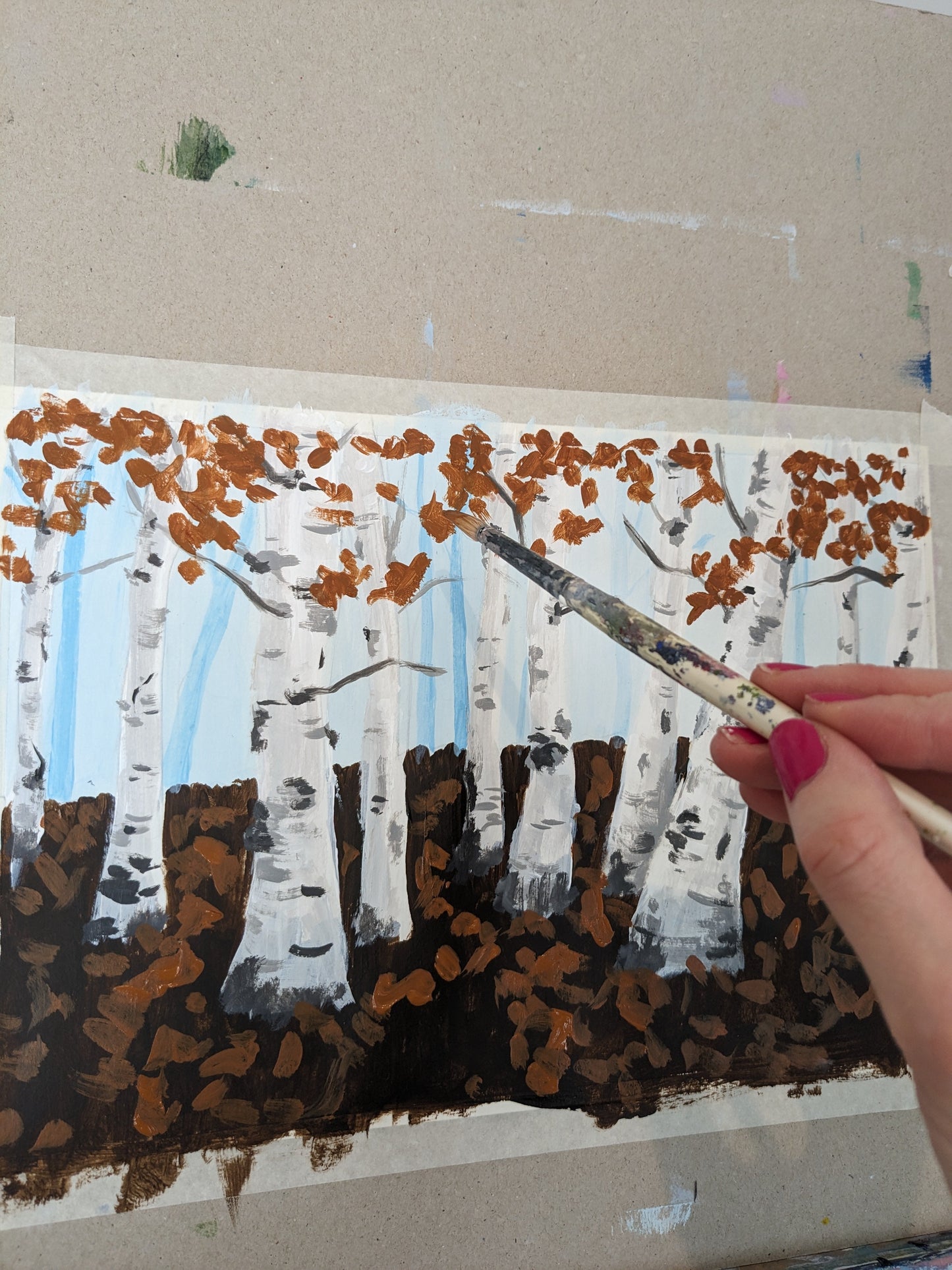 AUTUMN BIRCH TREES - Painting Workshop at The Harvester, Edgware - Tuesday 26th March 2024, 7.30pm
