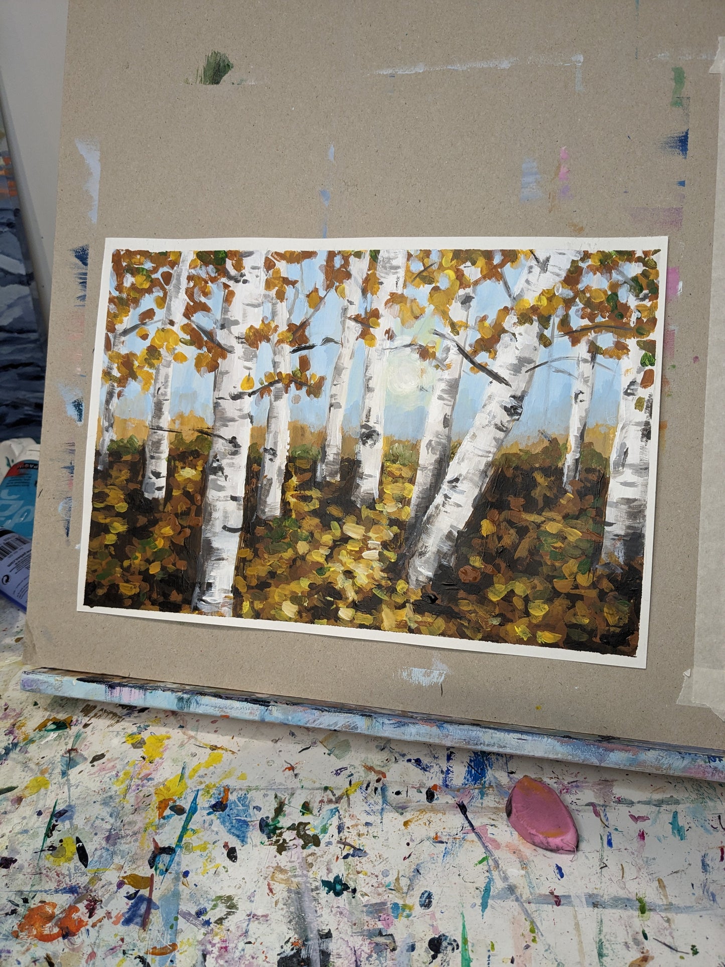 AUTUMN BIRCH TREES - Painting Workshop at The Harvester, Edgware - Tuesday 26th March 2024, 7.30pm