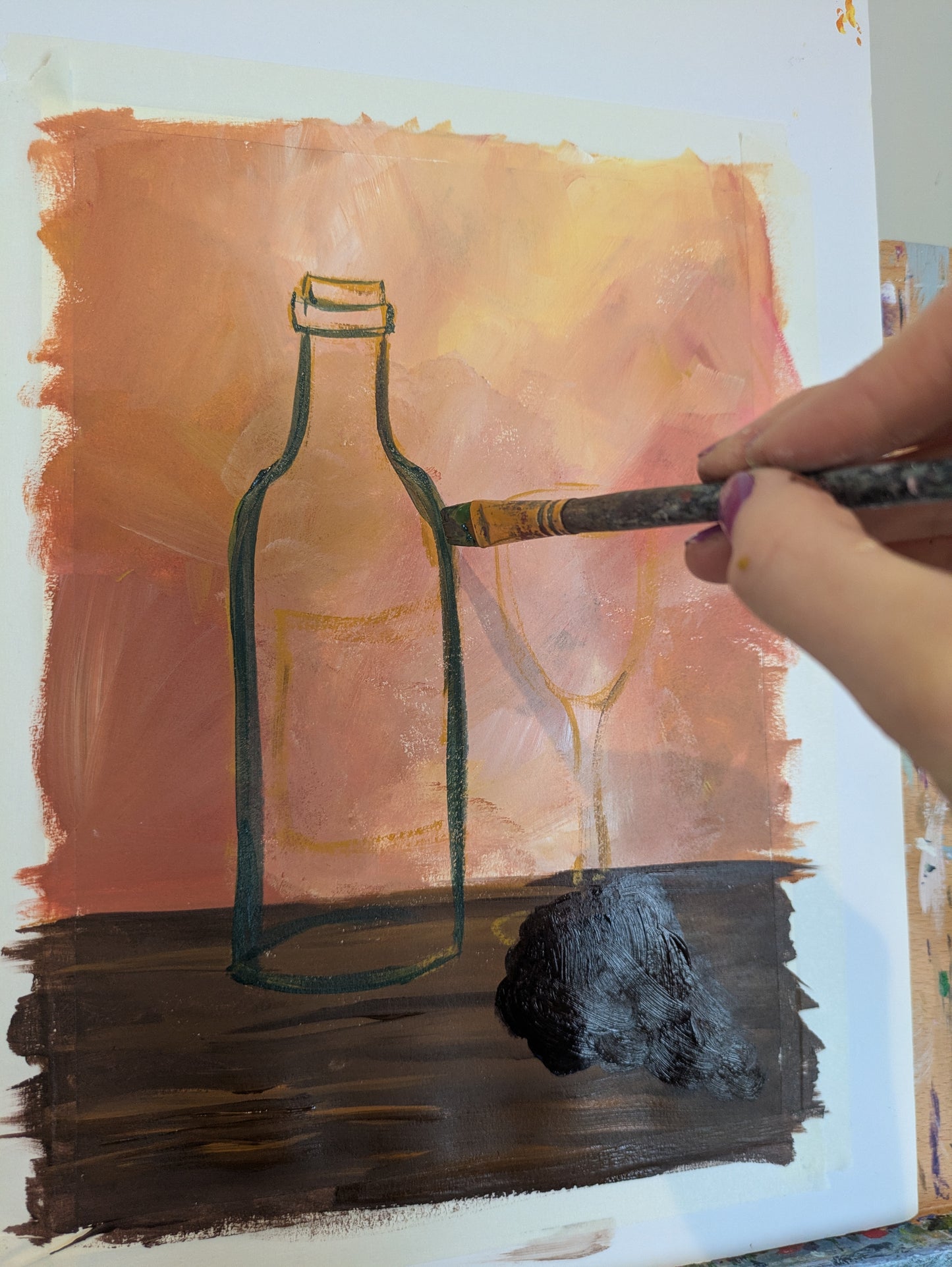 WINE O'CLOCK - Painting Workshop at Megan's Restaurant, Welwyn Garden City, Hertfordshire - Thursday 16th JULY 2026, 7.30pm