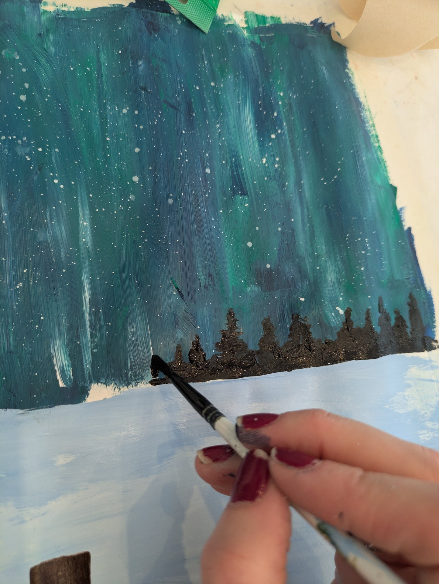 NORTHERN LIGHTS - Painting Workshop at Megan's Restaurant, Welwyn Garden City, Herts - Wednesday 2nd DECEMBER 2026, 10am