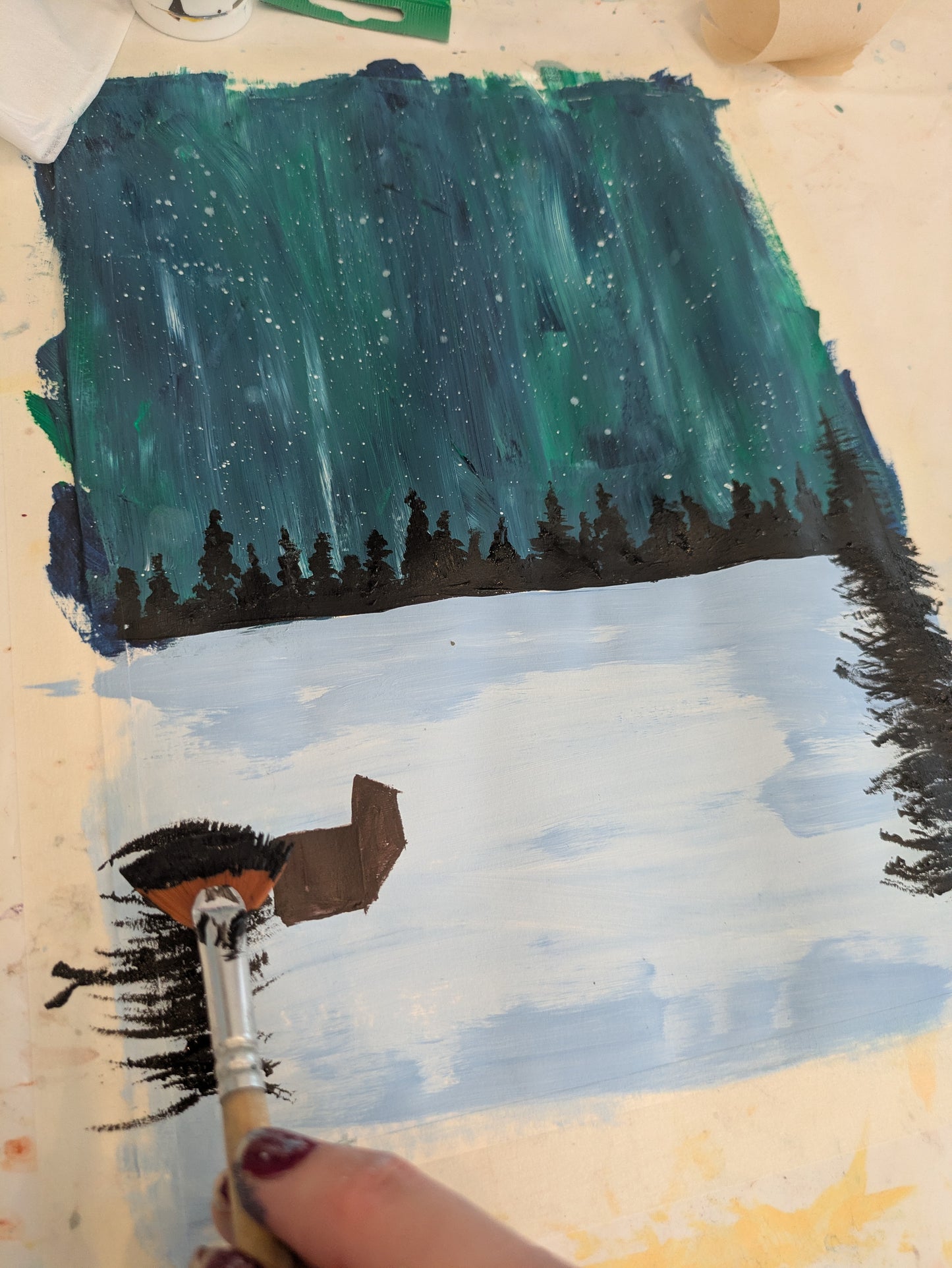 NORTHERN LIGHTS - Painting Workshop at Megan's Restaurant, Welwyn Garden City, Herts - Wednesday 2nd DECEMBER 2026, 10am