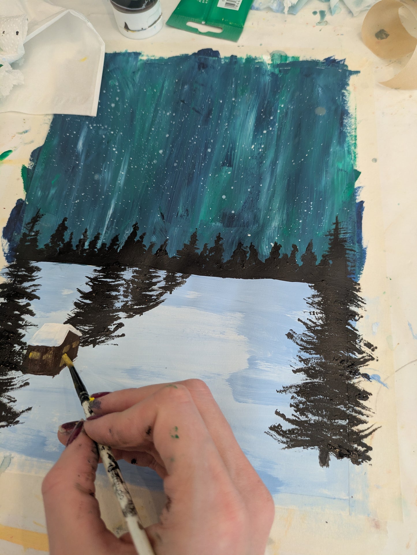 NORTHERN LIGHTS - Painting Workshop at Megan's Restaurant, Welwyn Garden City, Herts - Wednesday 2nd DECEMBER 2026, 10am