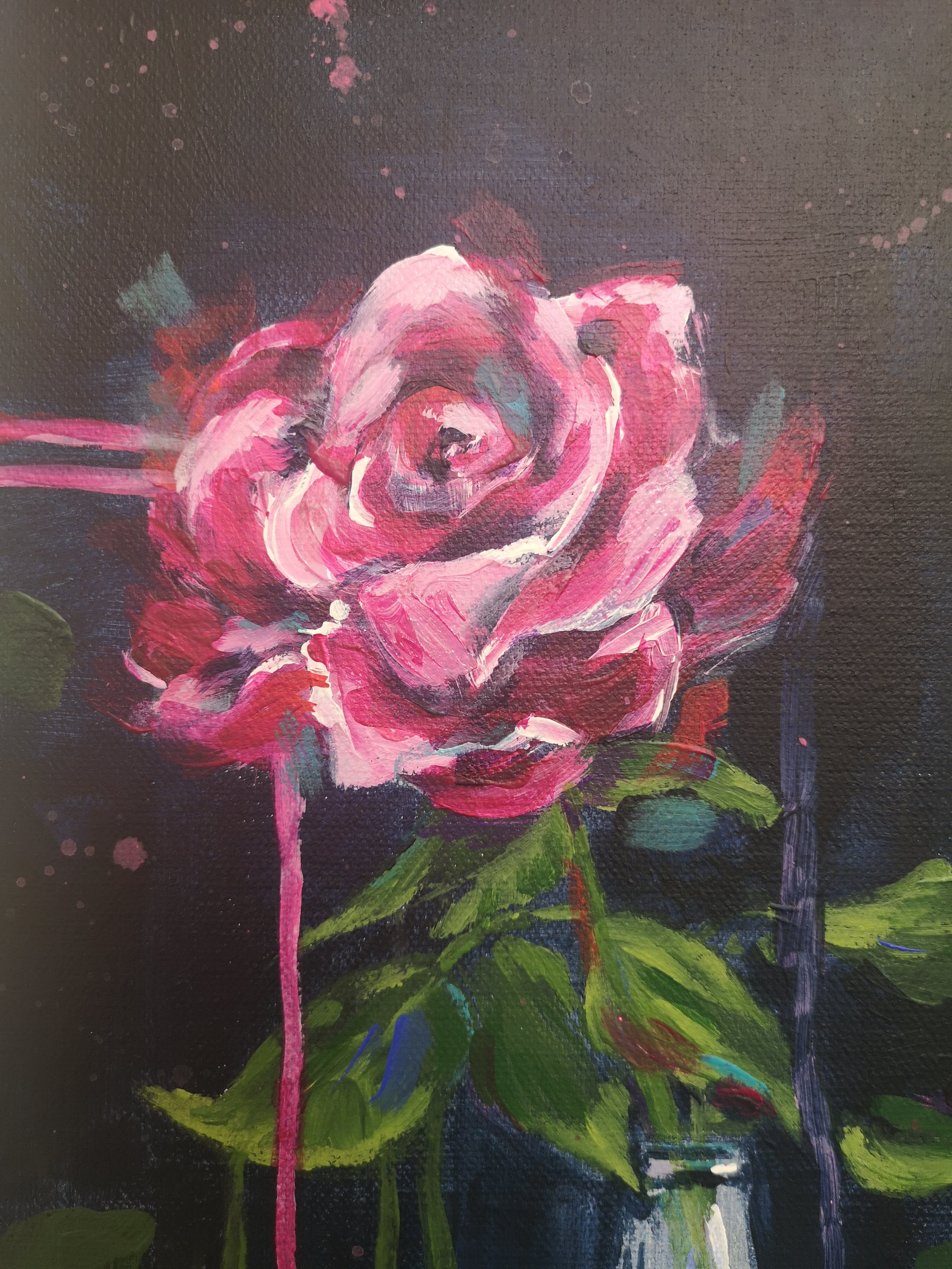 Original rose oil painting, flower original art, authentic floral home decor