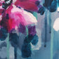 Pink floral painting details abstract flower canvas