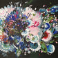 Enchanting Original Abstract painting inspired by flowers blooming. This painting is called Floral Night Garden 1 and is bright and colourful on a dark background to create contrast. By Judy Century Art on Canvas.