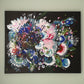 Enchanting Original Abstract painting inspired by flowers blooming. This painting is called Floral Night Garden 1 and is bright and colourful on a dark background to create contrast. By Judy Century Art on Canvas.