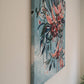 Side view of Blue and pink original canvas painting by Judy Century Art showing the design wrapped around the canvas edge