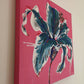 Side view of Abstract vibrant Lily painting by Judy Century Art to show pink colour wrapped around the canvas edge