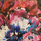 Close up of Contemporary Abstract Floral Pansy painting on dark background by Judy Century Art